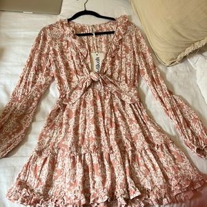 Hello Molly pink floral dress with cutout. Size M. Never worn.